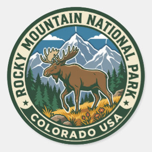 Vintage eland bij Rocky Mountain National Park USA Ronde Sticker