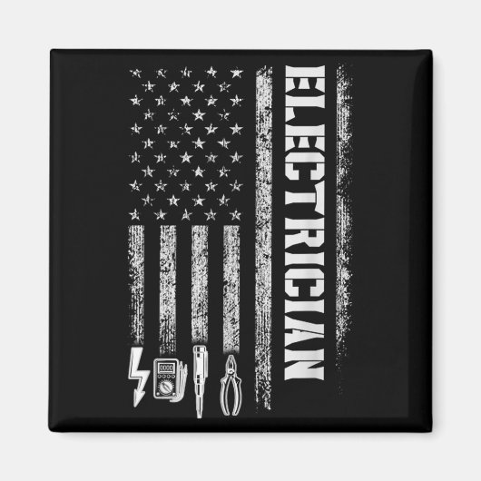 Vintage Electrician American Flag Tools Design  Magneet (Voorkant)