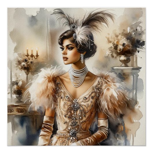 Vintage Elegance Art Nouveau Perfect Poster (Voorkant)