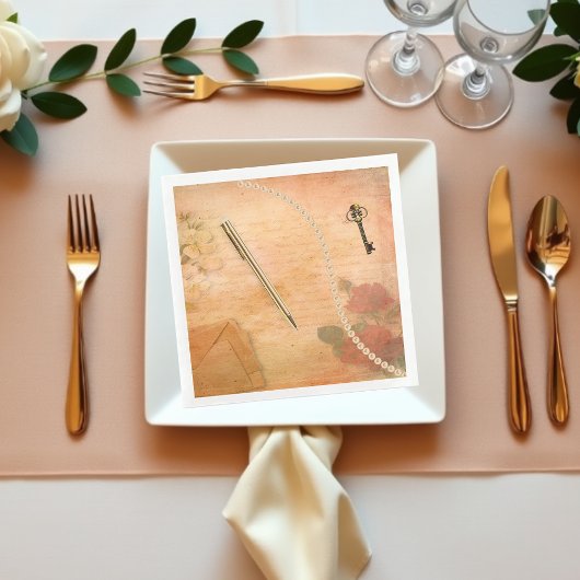 Vintage Elegance Stationery Ephemera ontkoppeling Servet