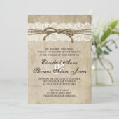 Vintage Elegance Twine over uitnodiging voor wedde (Staand voorkant)