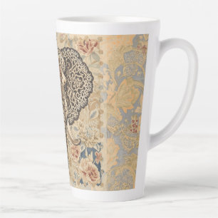 Vintage Elegant, Antieke Olifant,Perzik Blauw Beig Latte Mok