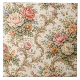 Vintage Elegant Barok Bloemmotief Tegeltje