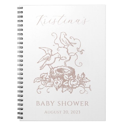 Vintage Elegant Bird Nest Baby shower Notitieboek (Voorkant)