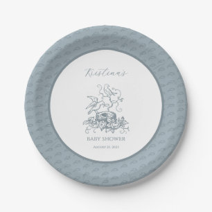 Vintage Elegant Bird Nest Baby shower Papieren Bordje