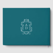 Vintage Elegant Blue With Border Wedding Gastenboek (Achterkant)