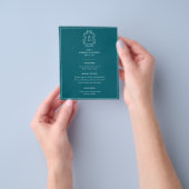 Vintage Elegant Blue With Border Wedding Menu (Hand)