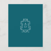 Vintage Elegant Blue With Border Wedding Menu (Achterkant)