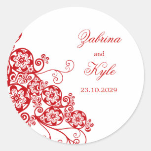 Vintage Elegant Boho Floral Paisley Wedding Favors Ronde Sticker