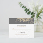 Vintage Elegant Boho Floral Paisley Wedding RSVP (Staand voorkant)