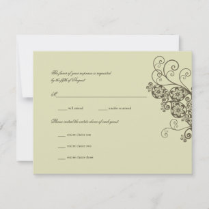 Vintage Elegant Boho Floral Paisley Wedding RSVP Kaartje