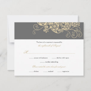 Vintage Elegant Boho Floral Paisley Wedding RSVP Kaartje