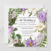 Vintage Elegant Botanical Floral Lavender Wedding Kaart (Voorkant)