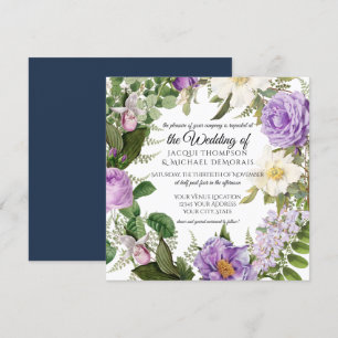 Vintage Elegant Botanical Floral Lavender Wedding Kaart