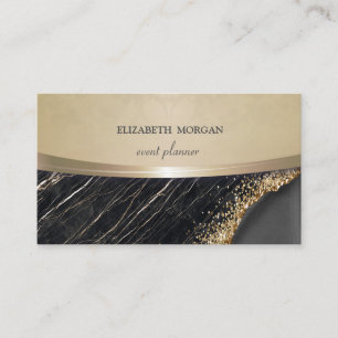 Vintage Elegant, Chic, Bloemendesign Zwart Marmer Visitekaartje