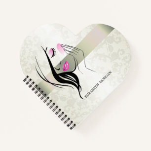 Vintage Elegant, Chic, Kant, Meisje Silhouet   Notitieboek