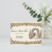 Vintage Elegant Floral Wedding Invitation Postcard Briefkaart (Staand voorkant)