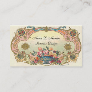 Vintage, Elegant, Frans Landelijk, Bloemmotief Visitekaartje