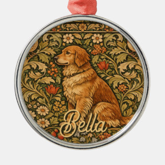 Vintage elegant Golden Retriever boho painting  Metalen Ornament