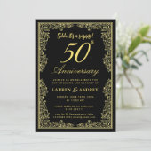  Vintage Elegant Golden  Wedding Anniversary Kaart (Staand voorkant)