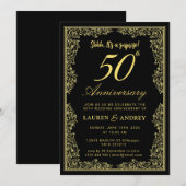  Vintage Elegant Golden  Wedding Anniversary Kaart (Voorkant / Achterkant)