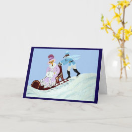 Vintage Elegant Greyhound Koppel met Slede Kaart