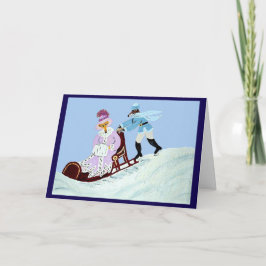 Vintage Elegant Greyhound Koppel met Slede Kaart