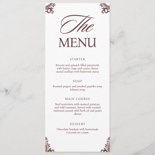 Vintage Elegant Handwriting Wedding Dinner  Menu (Voorkant)