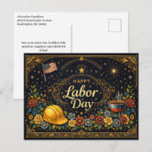 Vintage Elegant Labor Day Feestdagenkaart (Voorkant / Achterkant)