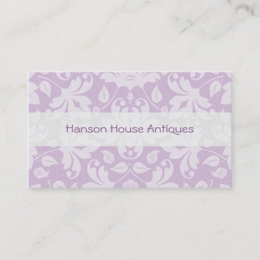 Vintage Elegant Lavender Damask Visitekaartje (Voorkant)