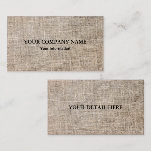 Vintage Elegant Linen Visitekaartje (Voorkant / Achterkant)