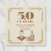 Vintage Elegant Men's Whiskey 50th Birthday Bedankjes Labels (Achterkant)