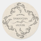 Vintage Elegant Minimalist Wedding Sticker (Voorkant)