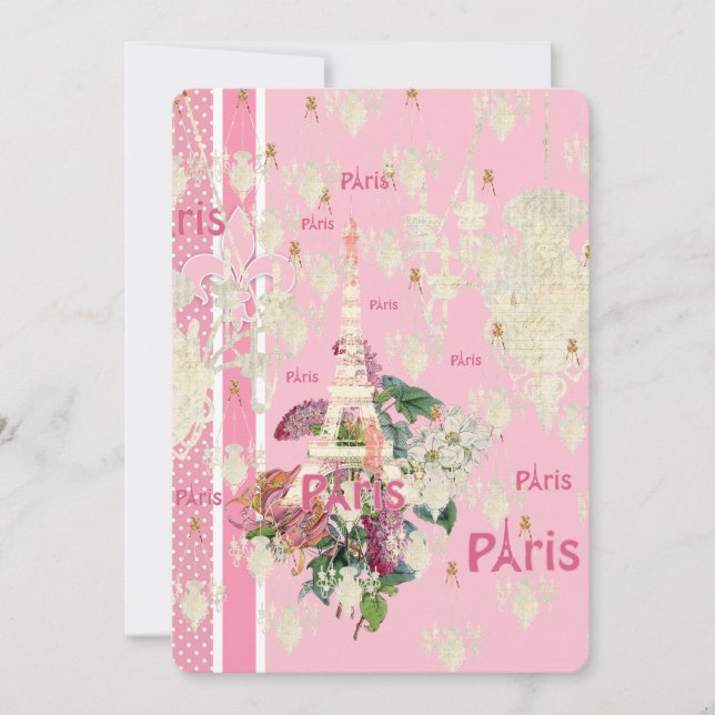 Vintage Elegant Pink Paris Eiffeltoren (Voorkant)
