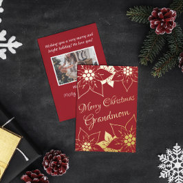 Vintage Elegant Rode Kerstmis Oma Folie Feestdagenkaart