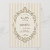Vintage elegant soft beige baby shower kaart (Voorkant)