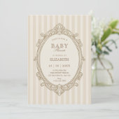 Vintage elegant soft beige baby shower kaart (Staand voorkant)