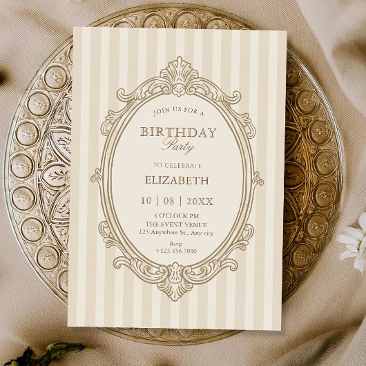 Vintage elegant soft beige birthday kaart