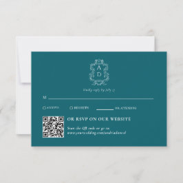 Vintage Elegant Tale Blue | Traditioneel & QR Code RSVP Kaartje