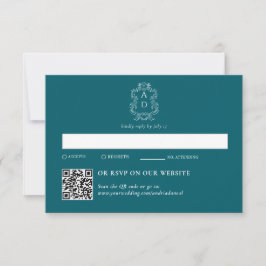 Vintage Elegant Tale Blue | Traditioneel & QR Code RSVP Kaartje