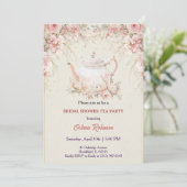 Vintage Elegant Tea Party Bridal Shower Invitation Kaart (Staand voorkant)