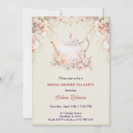 Vintage Elegant Tea Party Bridal Shower Invitation Kaart