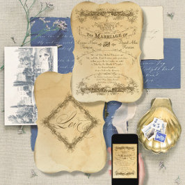 Vintage Elegant Tea Sined Antiek Wedding Kaart