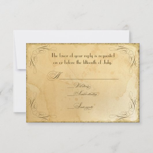 Vintage Elegant Tea Sined Wedding RSVP (Voorkant)