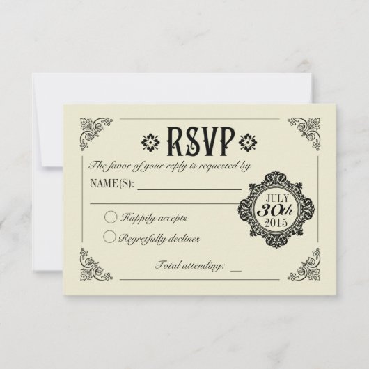 Vintage Elegant Wedding Invitation RSVP (Voorkant)