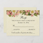 Vintage Elegant Wedding RSVP Cherry Blossom (Voorkant / Achterkant)