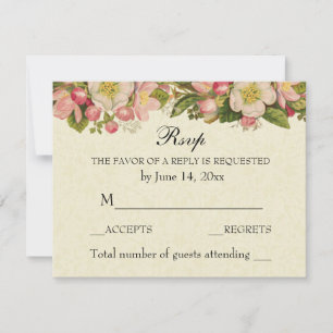 Vintage Elegant Wedding RSVP Cherry Blossom Kaartje