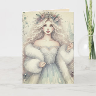 Vintage Elegant Winter Princess Fairytale  Kaart