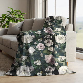 Vintage Elegante bloemige roze bloemen groen Fleece Deken