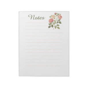 Vintage Elegante Bloemrozen Esthetisch Gelinieerd Notitieblok